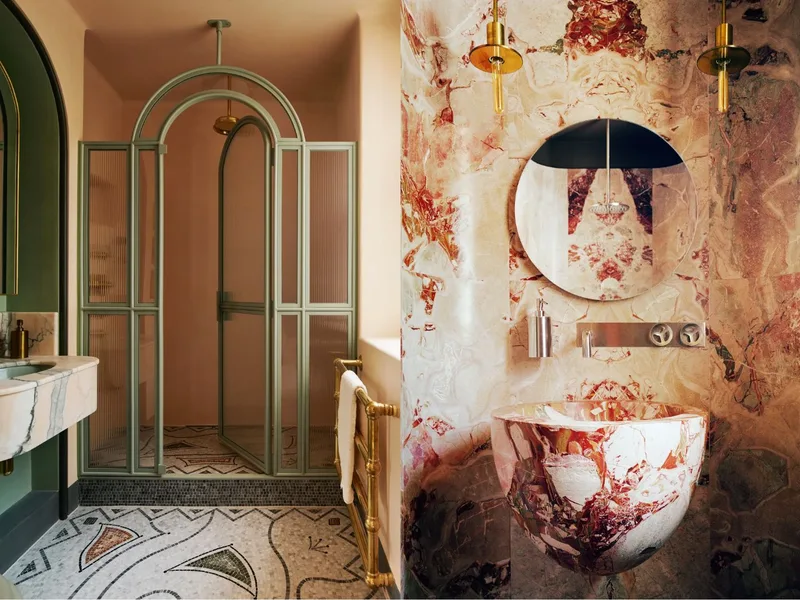 Cảm hứng thiết kế phòng tắm: Thổi hồn Art Deco xa hoa