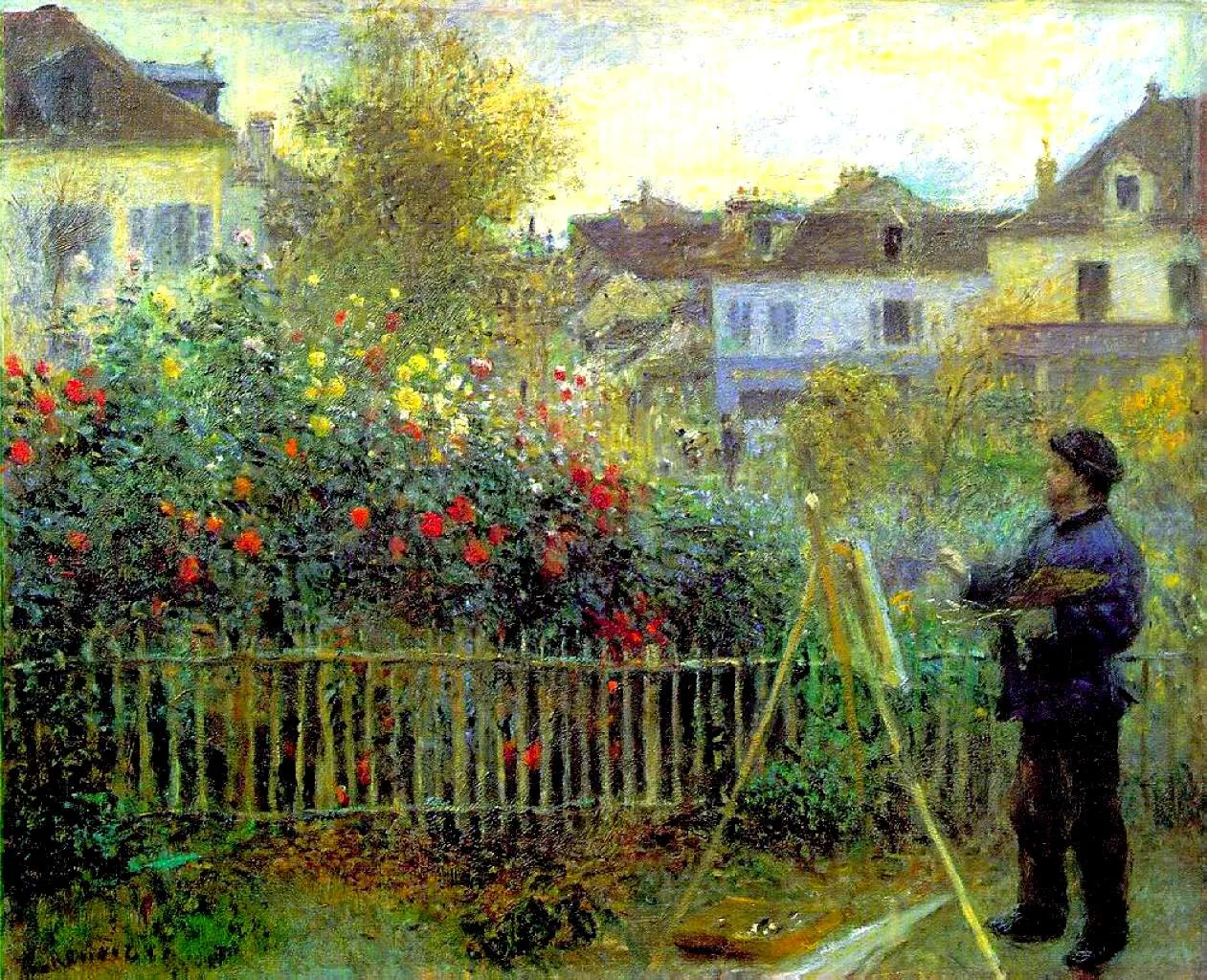 Monet Painting in His Garden at Argenteuil Pierre-Auguste Renoir hoi hoa thuoc duoc