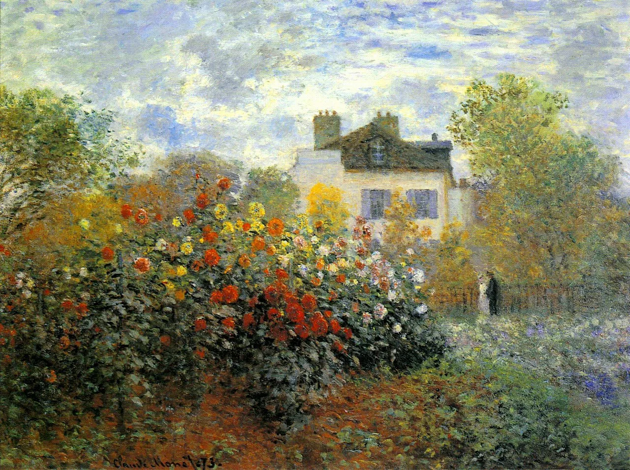 The Artist's Garden in Argenteuil claude monet tranh nghe thuat dahlia