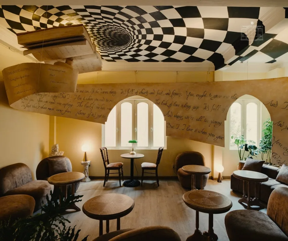 Bibli Library Cafe sach op art noi that