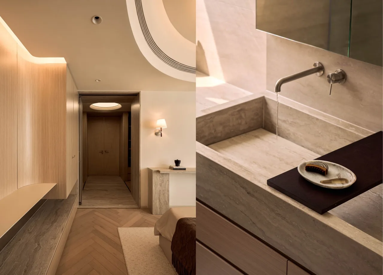 san go da travertine noi that phong tam toi gian minimal lai studio