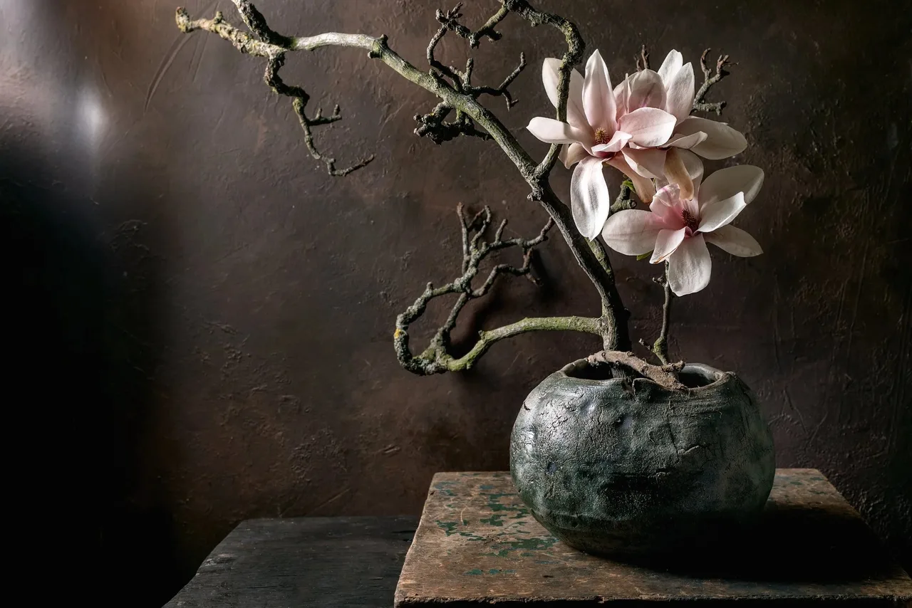 ikebana hoa moc lan trang tri