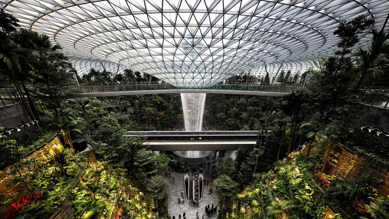 san bay changi kien truc biophilic