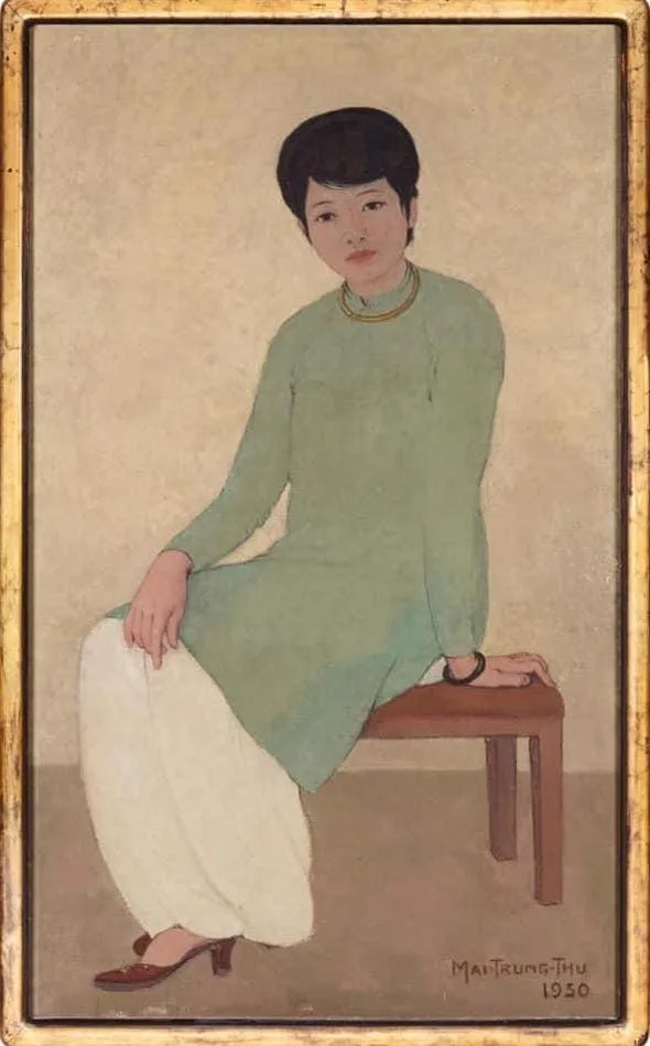 oil painting chan dung co Phuong Mai Trung Thu 1950