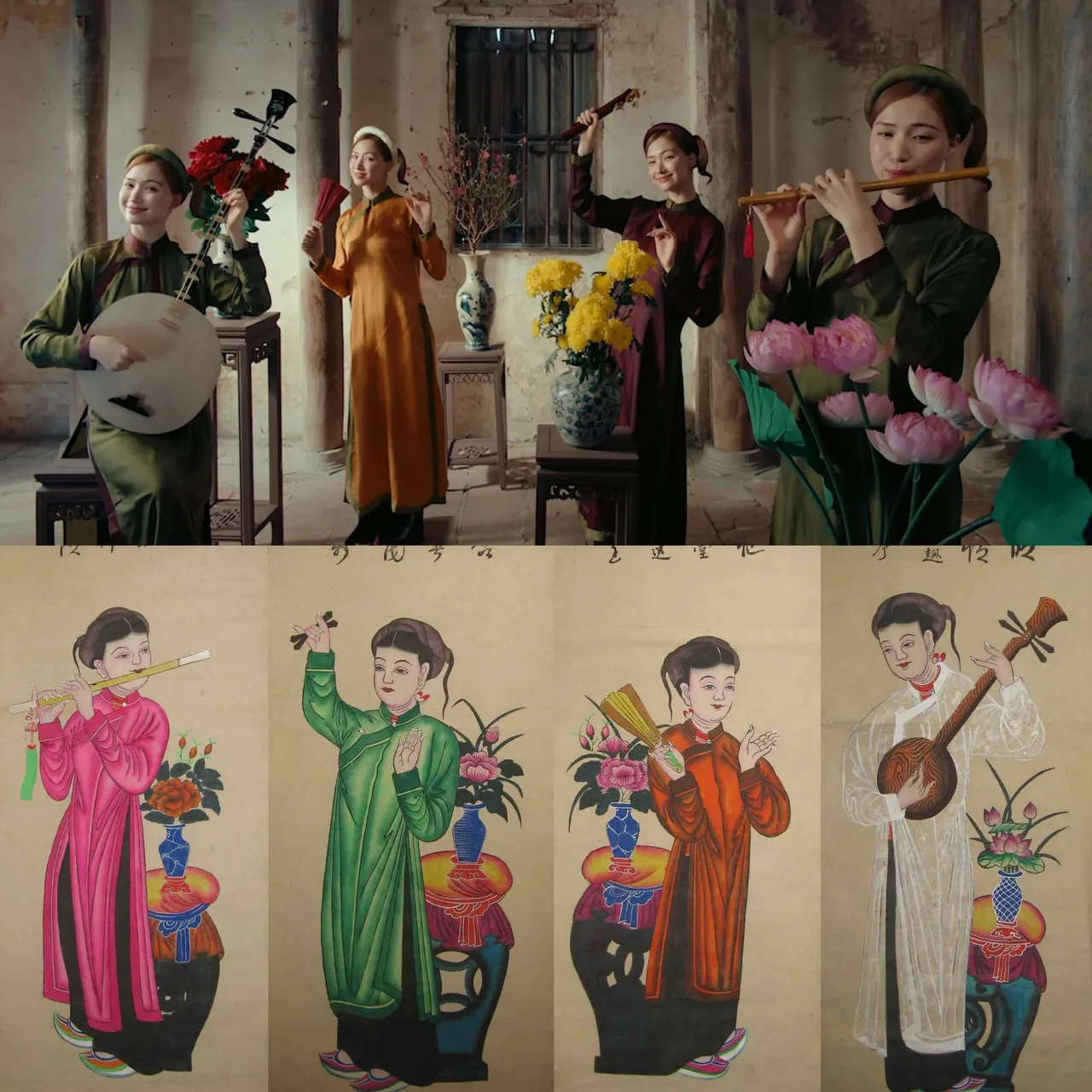 tranh dong ho to nu mv bac bling hoa minzy