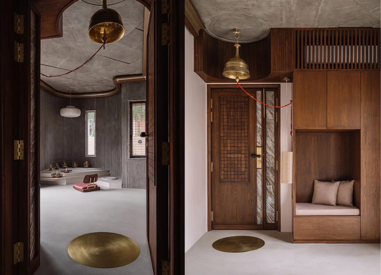 nha Amaltash an do kien truc duong dai thu cong Design ni Dukaan phong cau nguyen puja noi that