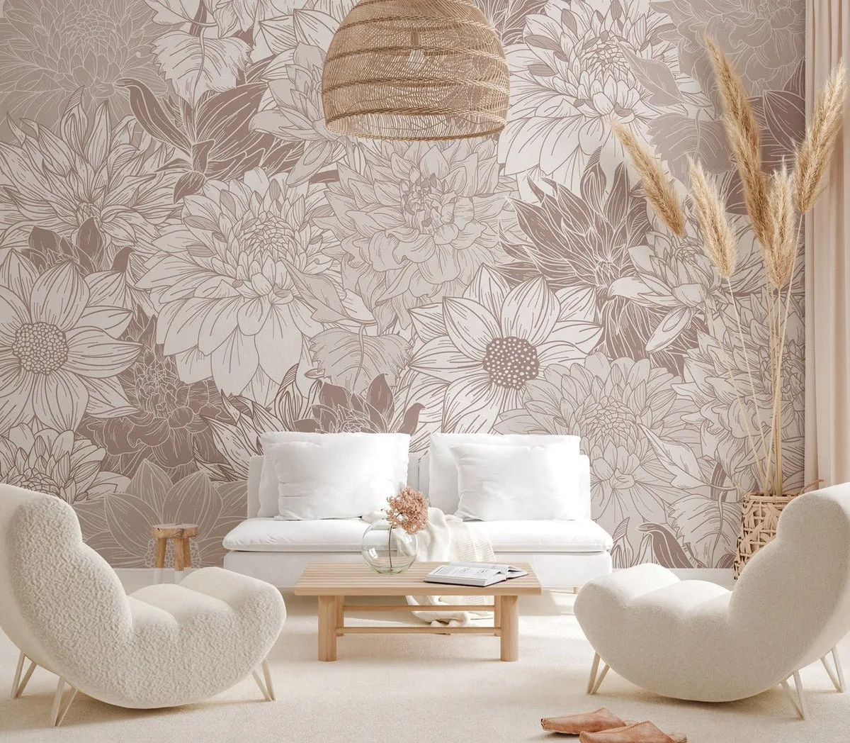 giay dan tuong hoa tiet dahlia noi that
