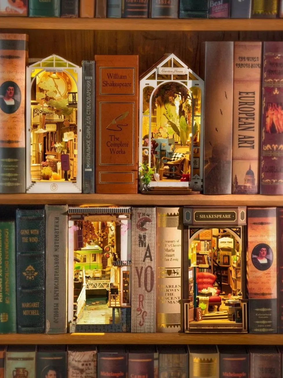 book nook thu nho tiem sach gia sach
