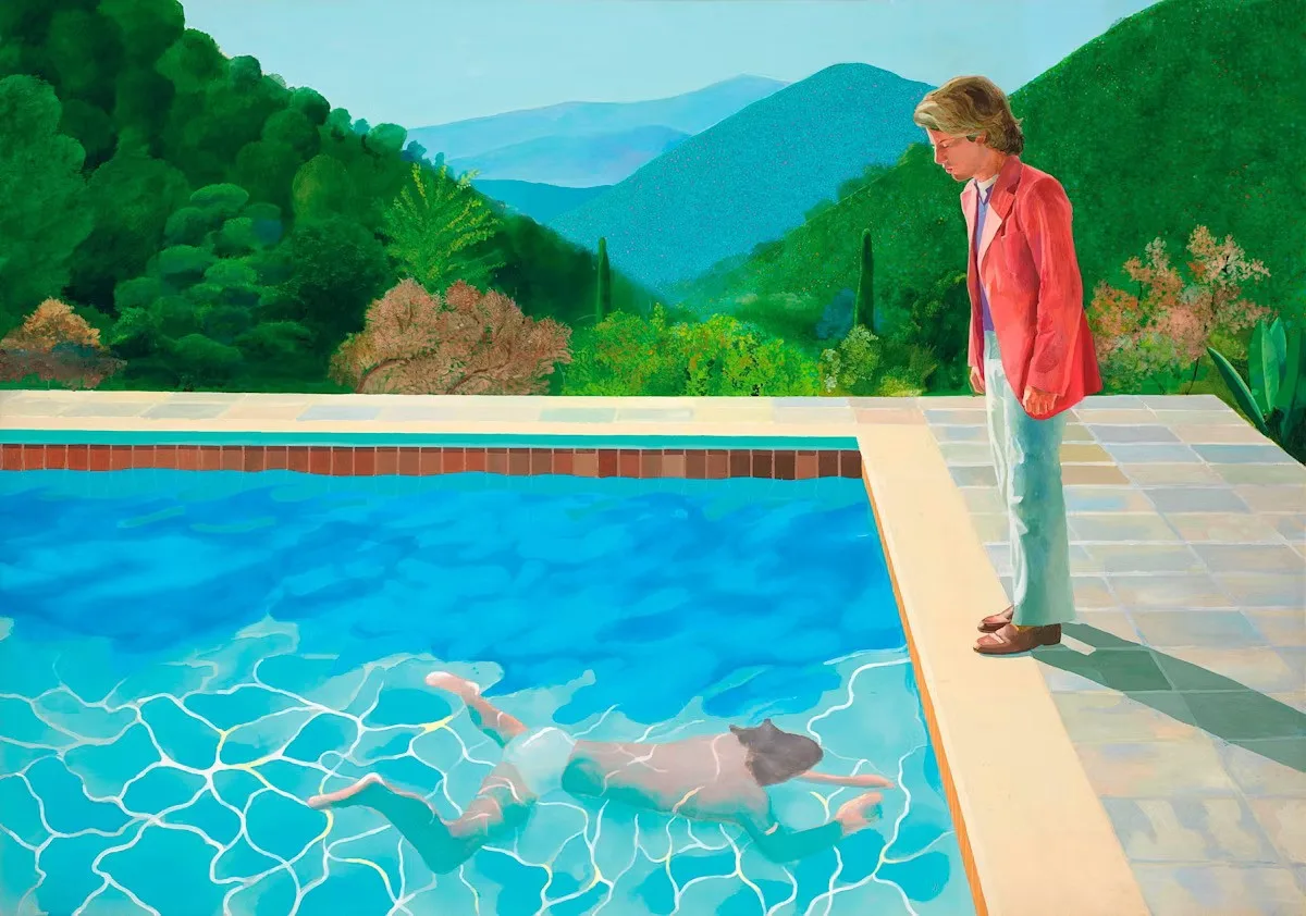 Portrait of an Artist Pool with Two Figures nghe thuat tranh son dau